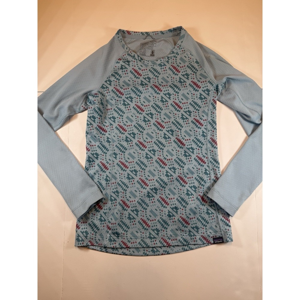 Patagonia Capilene Top Women XS Blue Base Layer Midweight Pullover Aztec